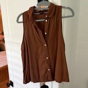 GAP Brown Sleeveless Collared Top